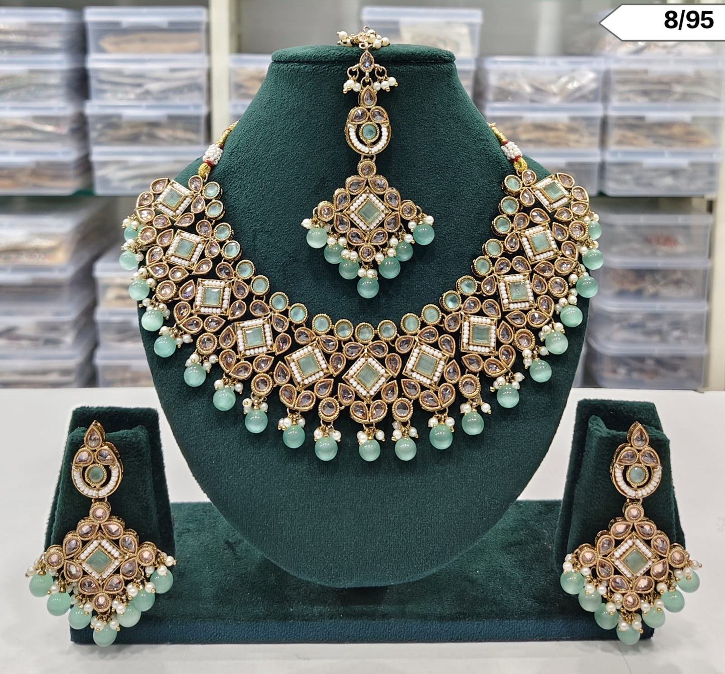 Kundan Stone Choker Necklace Set with Matching Earrings and Maang Tikka – Bridal & Ethnic Jewellery
