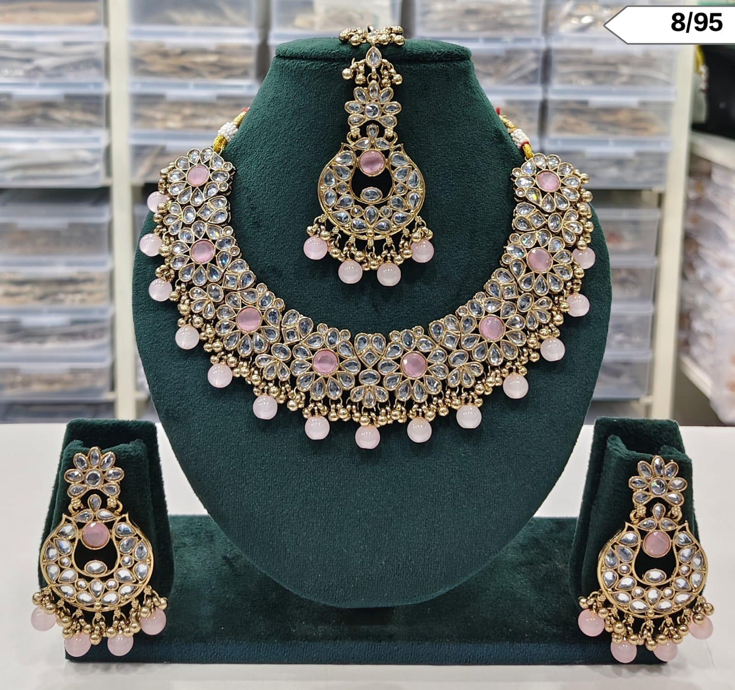 CZ Stone Floral Choker Necklace Set with Matching Earrings and Maang Tikka – Lucentemarket