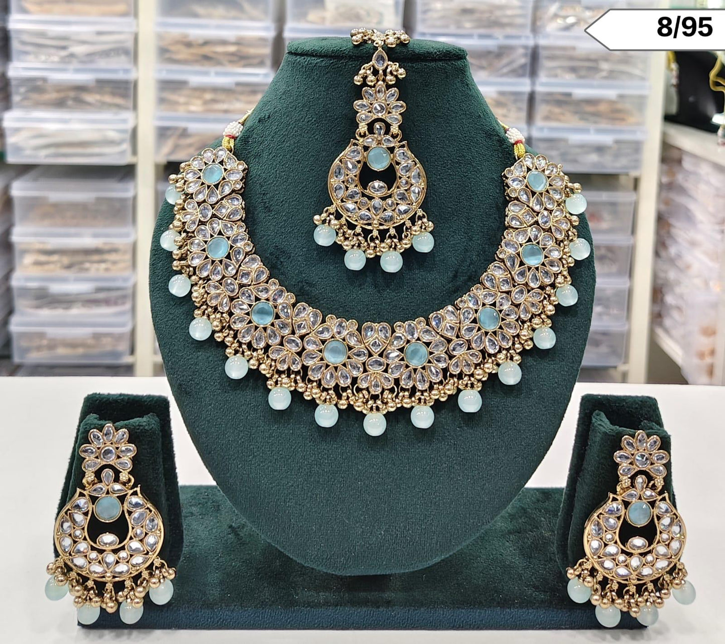 CZ Stone Floral Choker Necklace Set with Matching Earrings and Maang Tikka – Lucentemarket