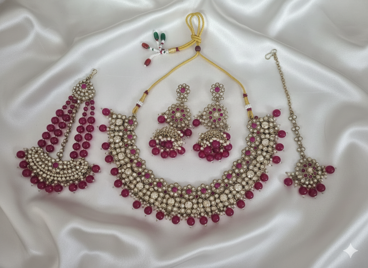Classic Green Kundan Choker Set with Earrings