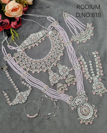 Bridal Rhodium Polish Jewellery Set – Complete Multi-Piece Wedding Collection