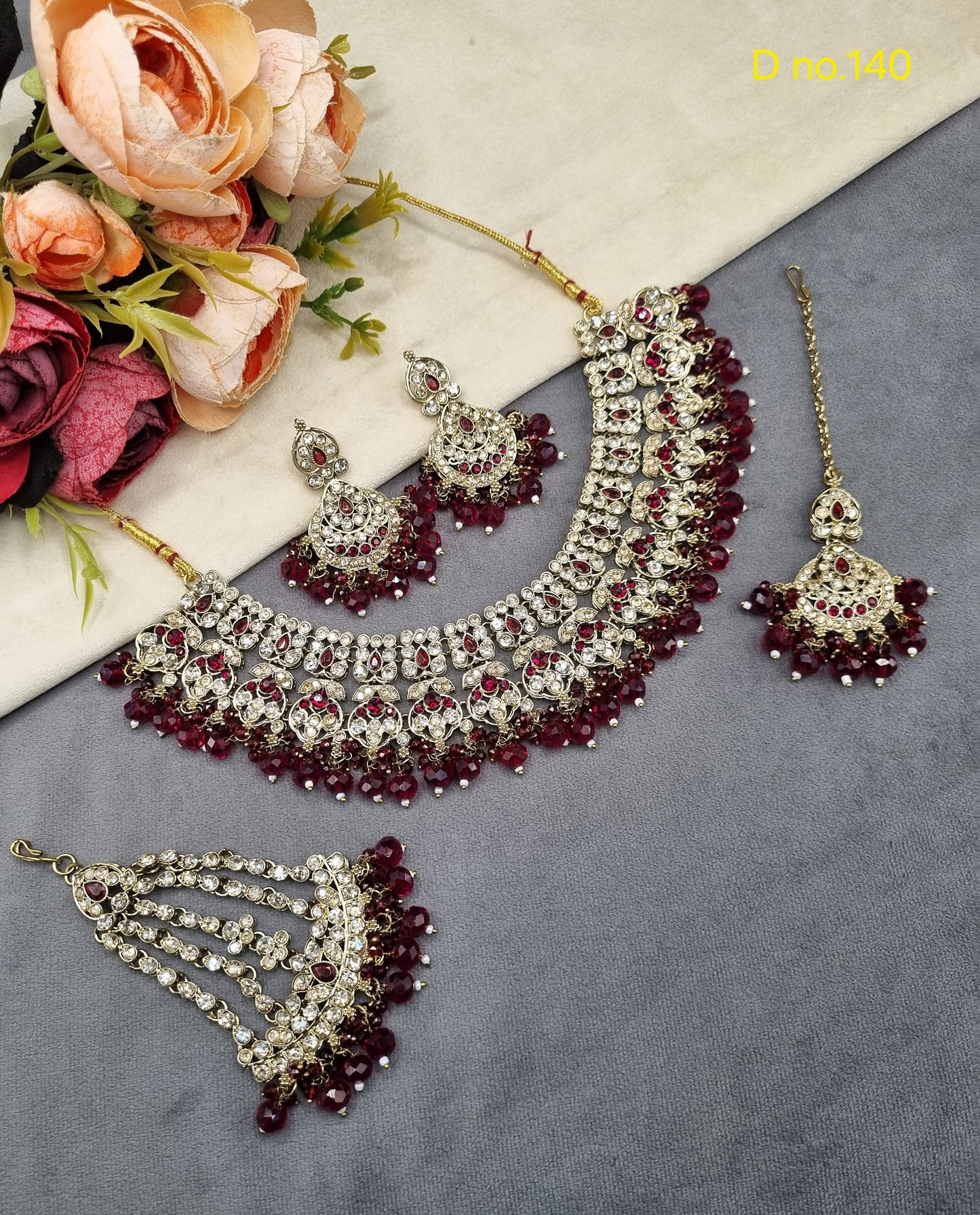 Traditional Indian Jewellery Set With Earring Mangtika