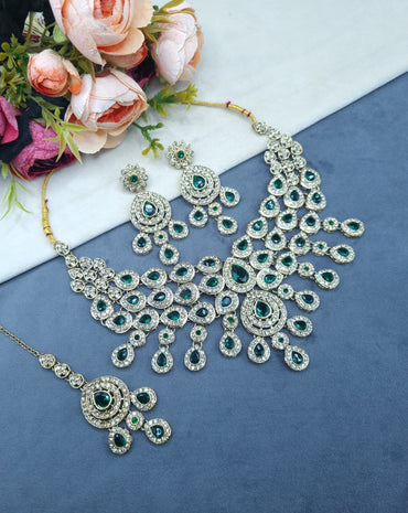 Shadow Stone Antique Gold Plated Jewellery Set