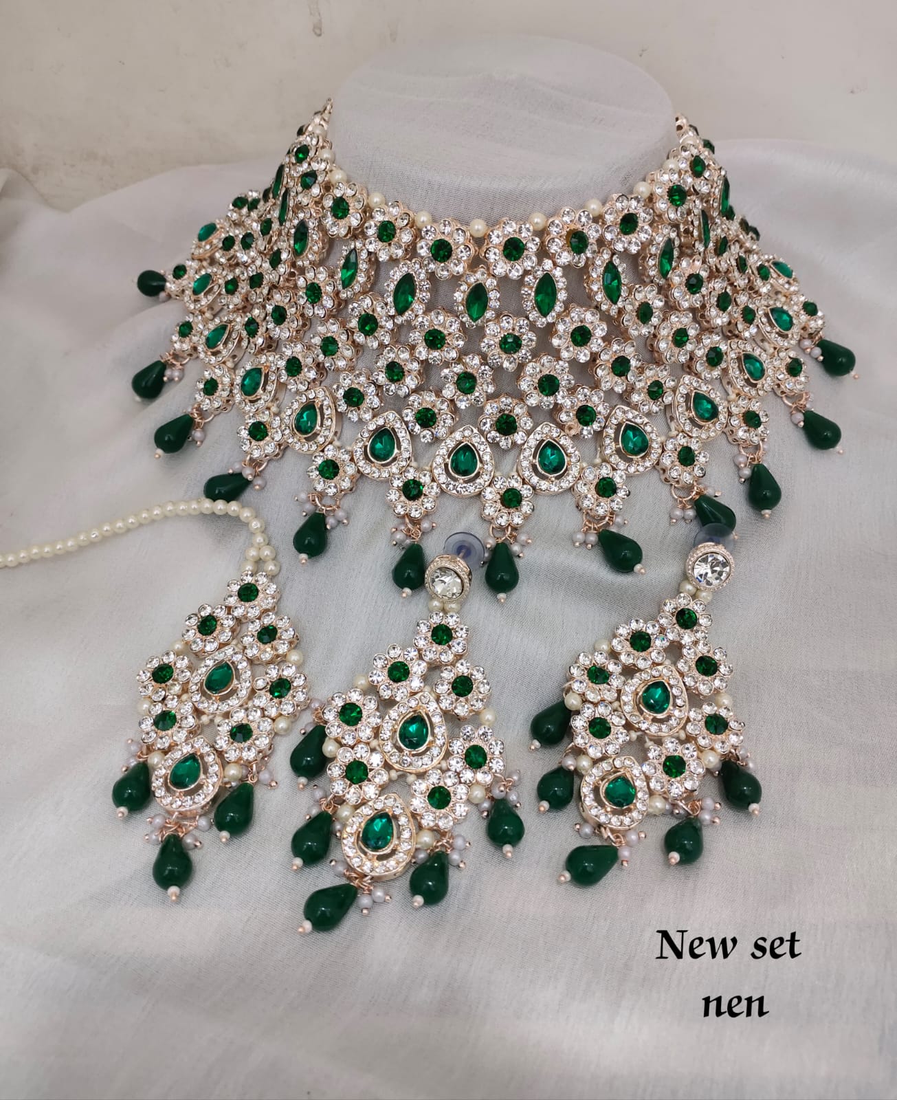 Fashion Gold Plated CZ Stone Choker Jewellery Set