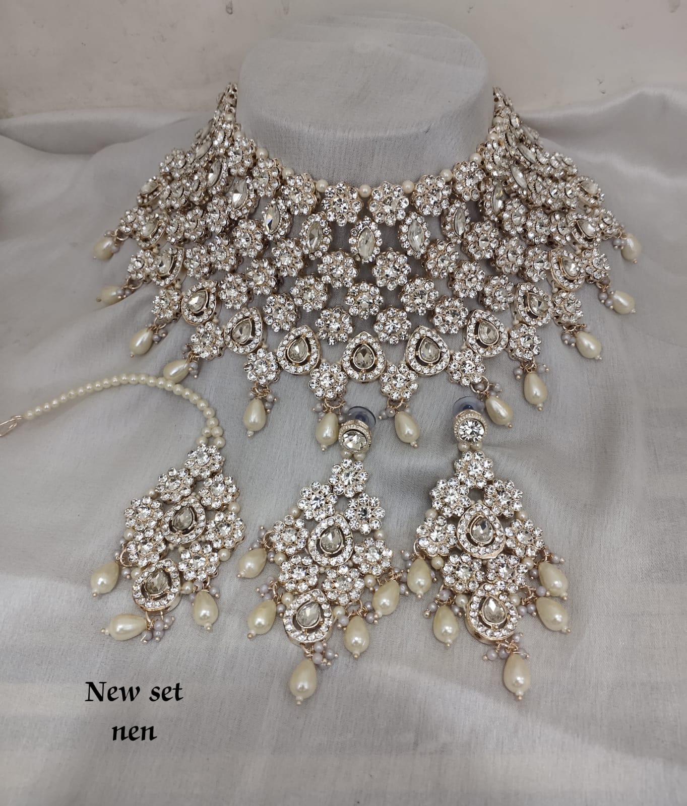 Fashion Gold Plated CZ Stone Choker Jewellery Set