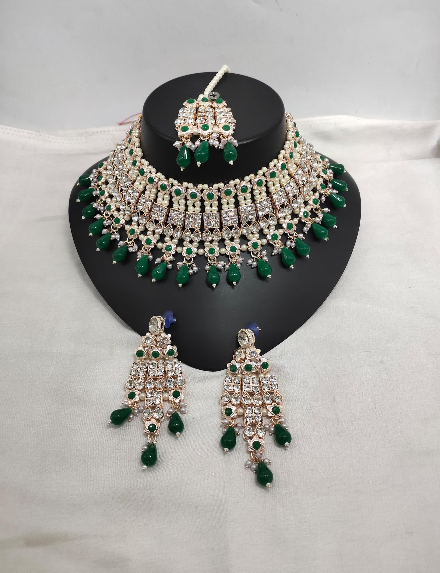 Gold Plated CZ Stone Choker Jewellery Set