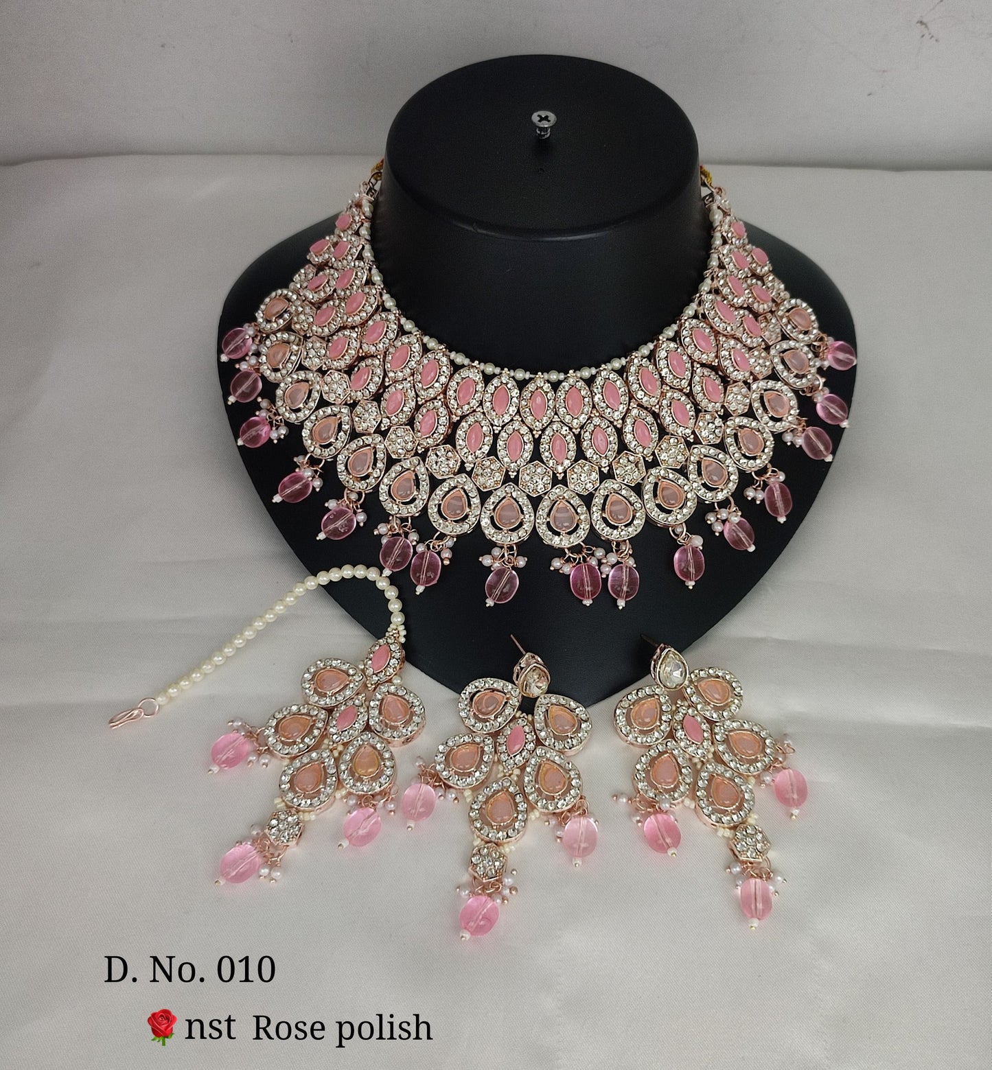 Rose Gold Plated CZ Stone Choker Jewellery Set