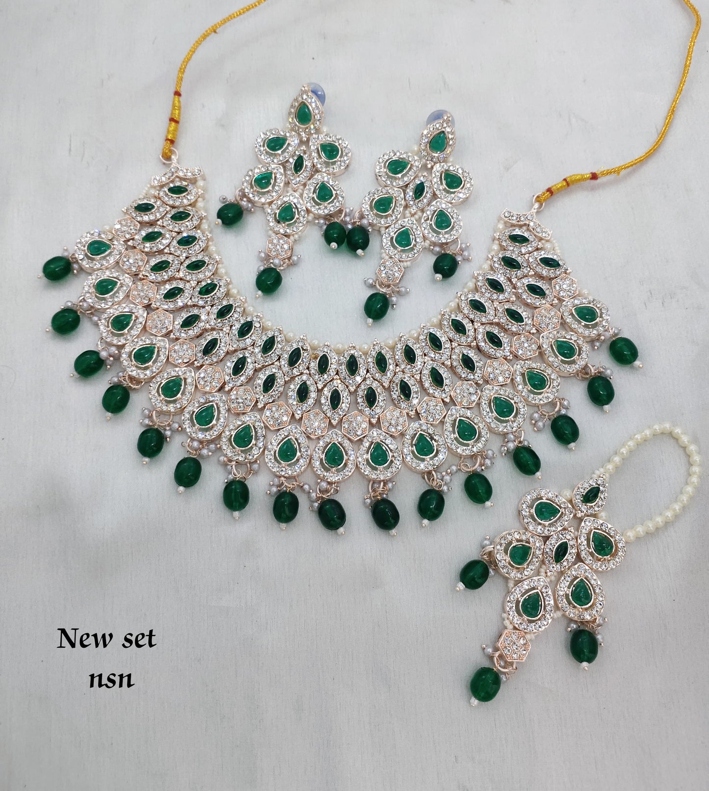 Rose Gold Plated CZ Stone Choker Jewellery Set