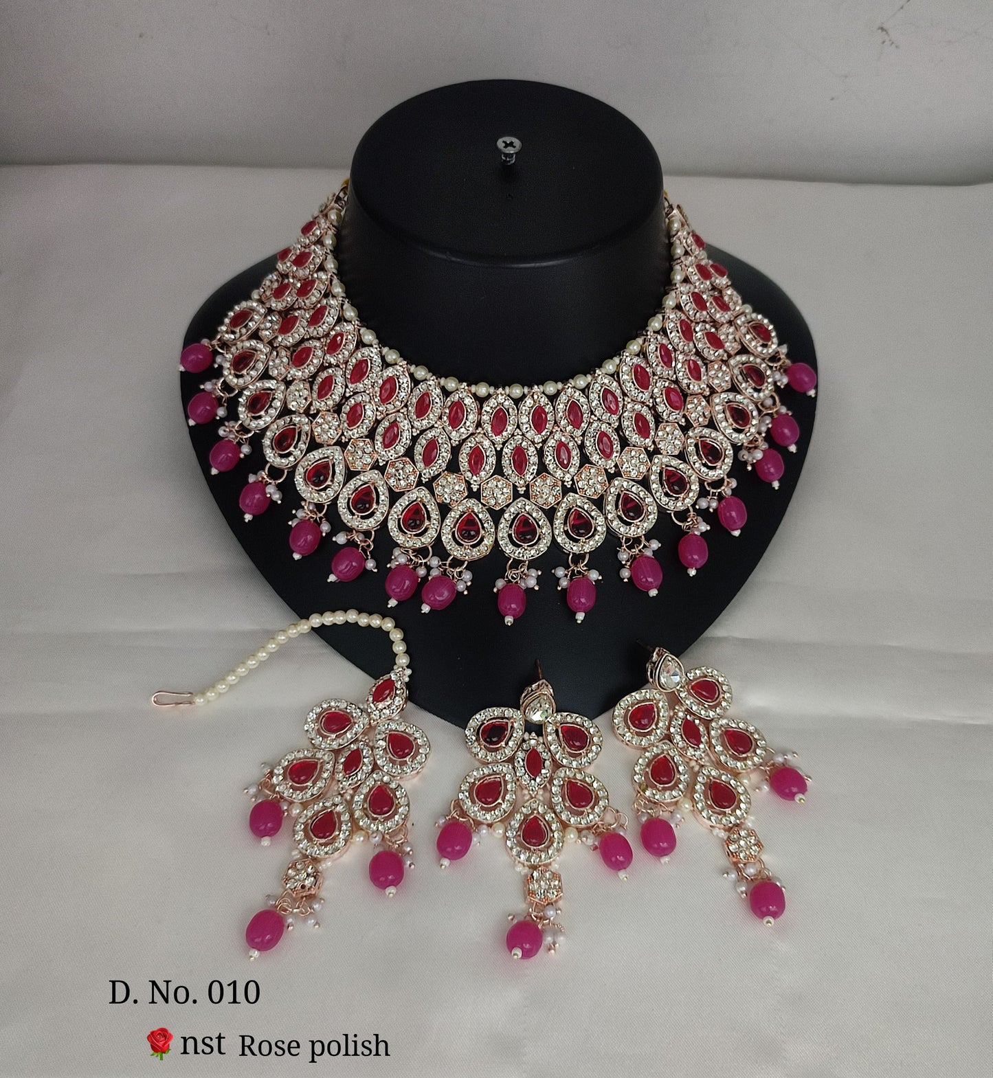 Rose Gold Plated CZ Stone Choker Jewellery Set