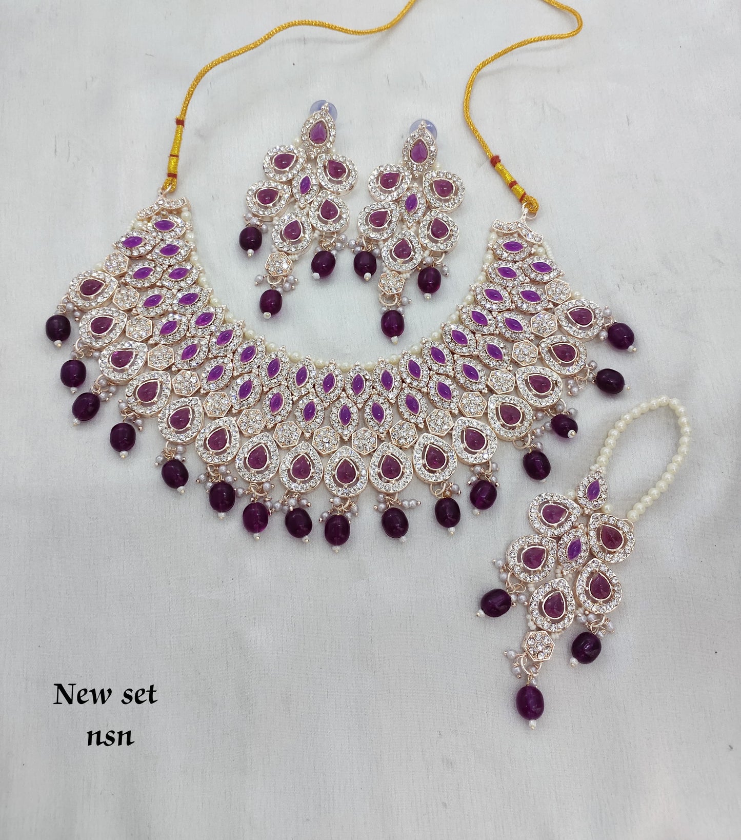 Rose Gold Plated CZ Stone Choker Jewellery Set
