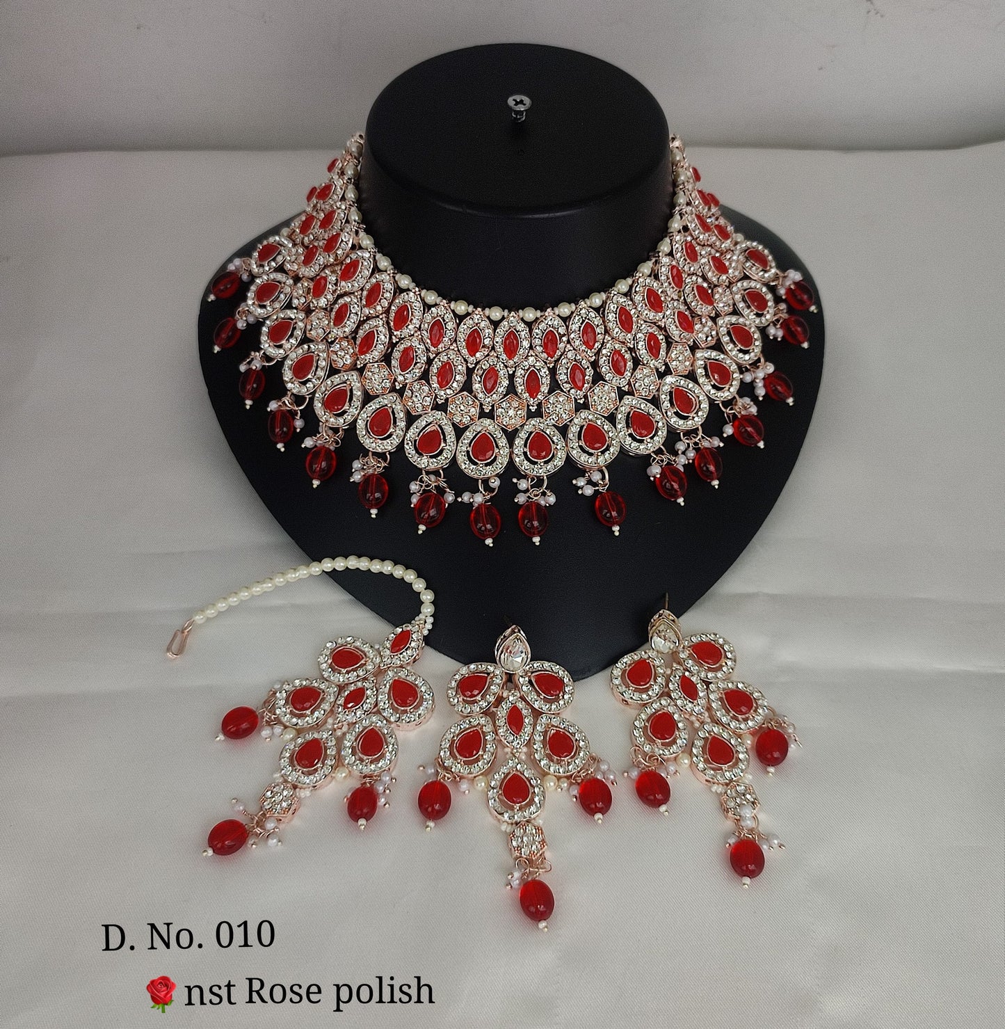 Rose Gold Plated CZ Stone Choker Jewellery Set