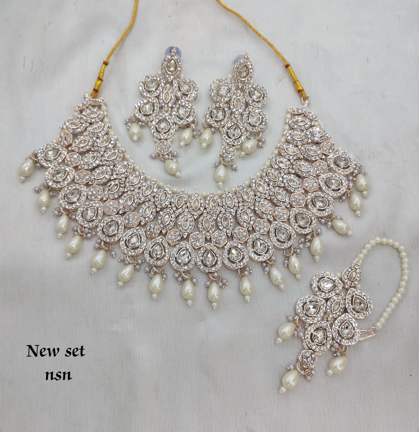 Rose Gold Plated CZ Stone Choker Jewellery Set
