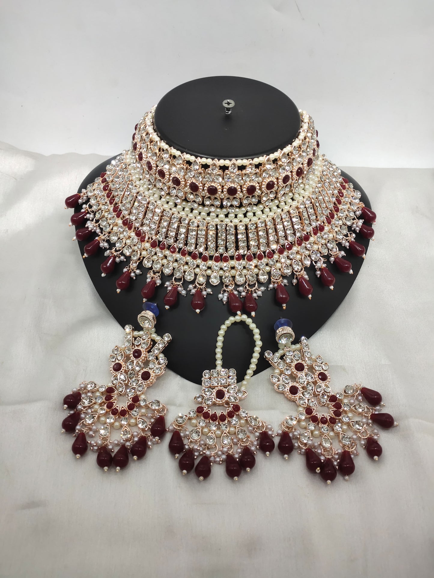 CZ Stone Rose Gold Plated Choker Jewellery Set