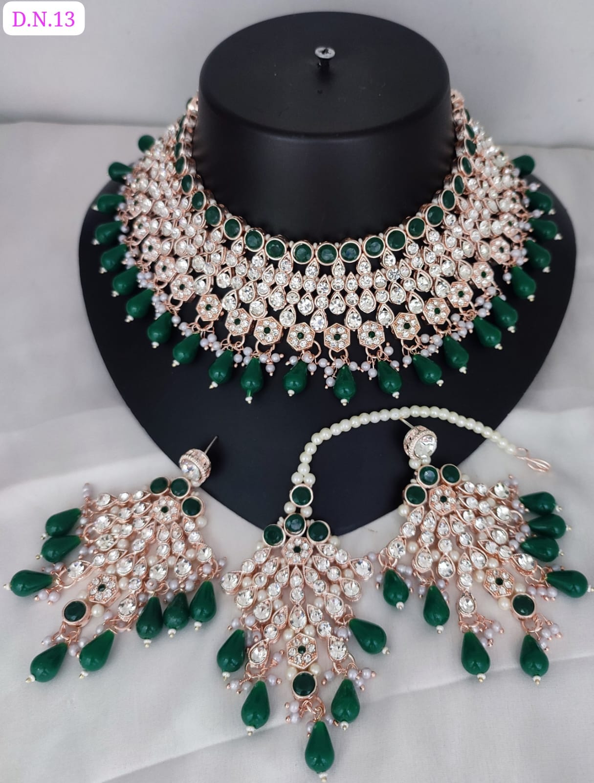 CZ Stone Rose Gold Plated Choker Jewellery Set