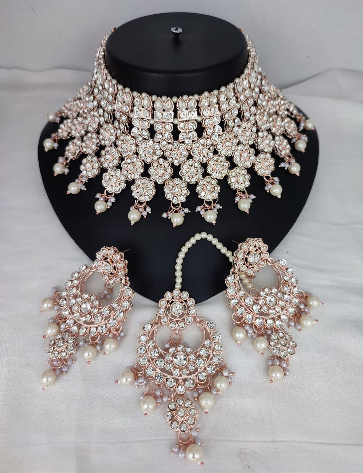 Fashion Rose Gold Plated Choker Jewellery Set