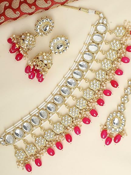 Kundan Stone Gold Plated Choker Jewellery Set