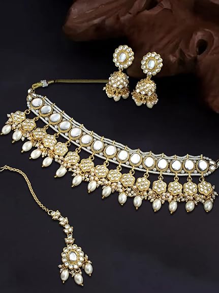 Kundan Stone Gold Plated Choker Jewellery Set