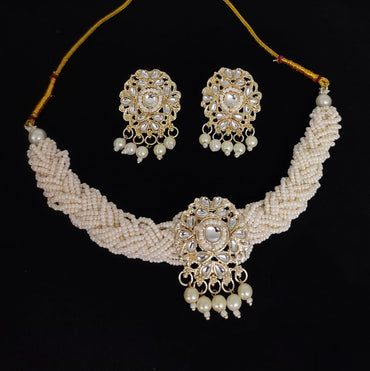 Pearl Choker Necklace Set with Earrings – Bridal & Festive Wear