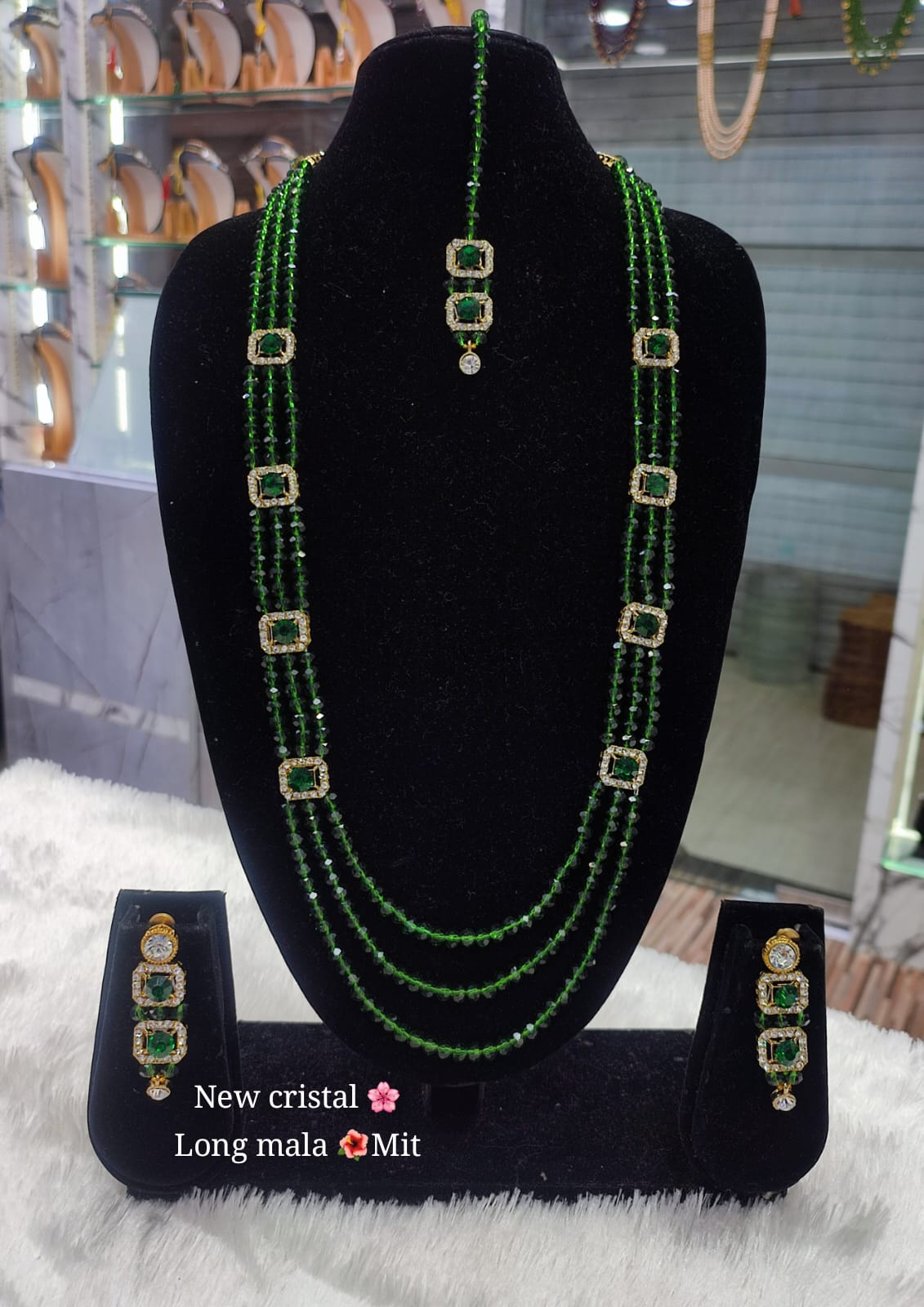 Fashion Gold Plated Long Pearl Mala Jewellery Set