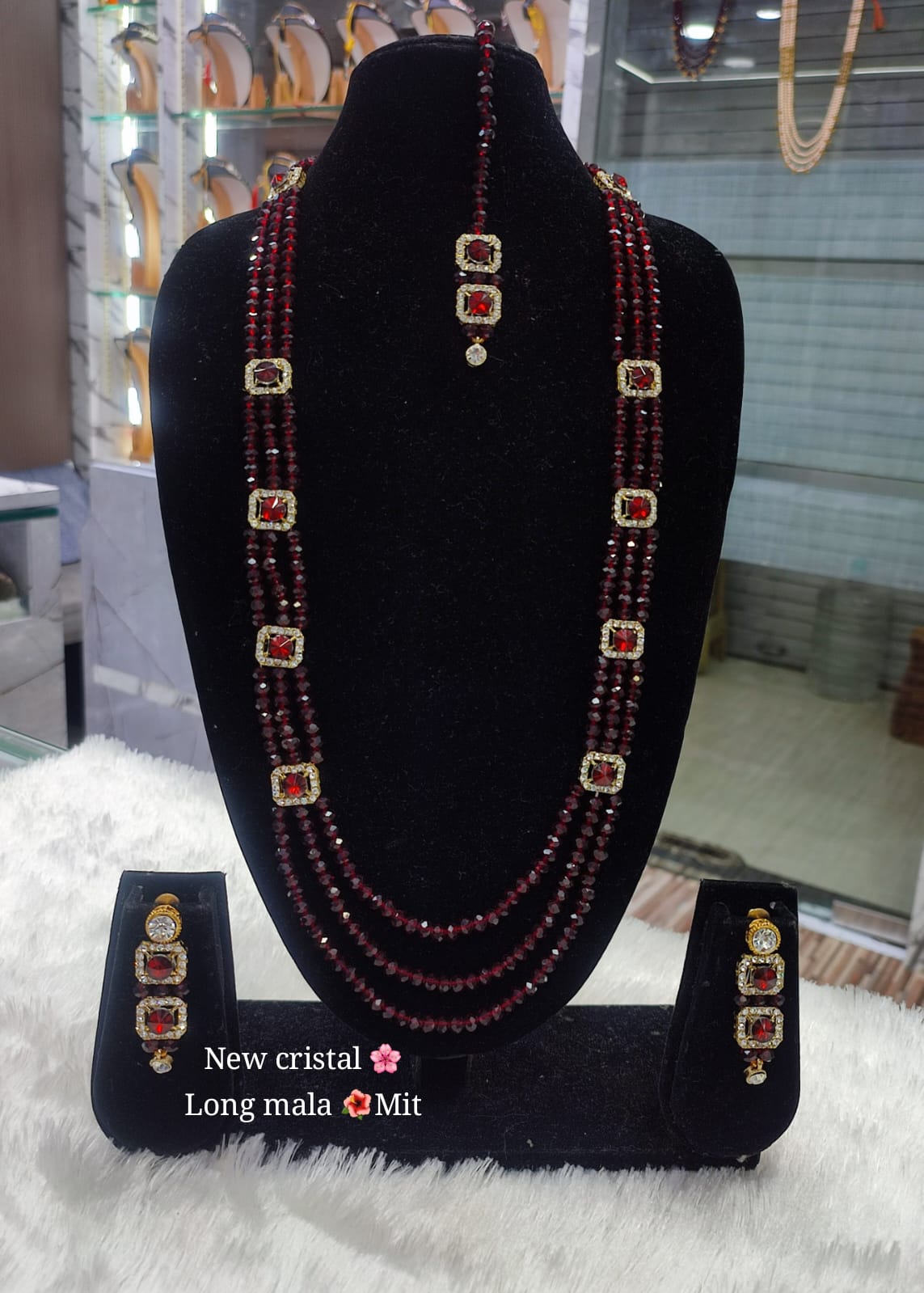 Fashion Gold Plated Long Pearl Mala Jewellery Set