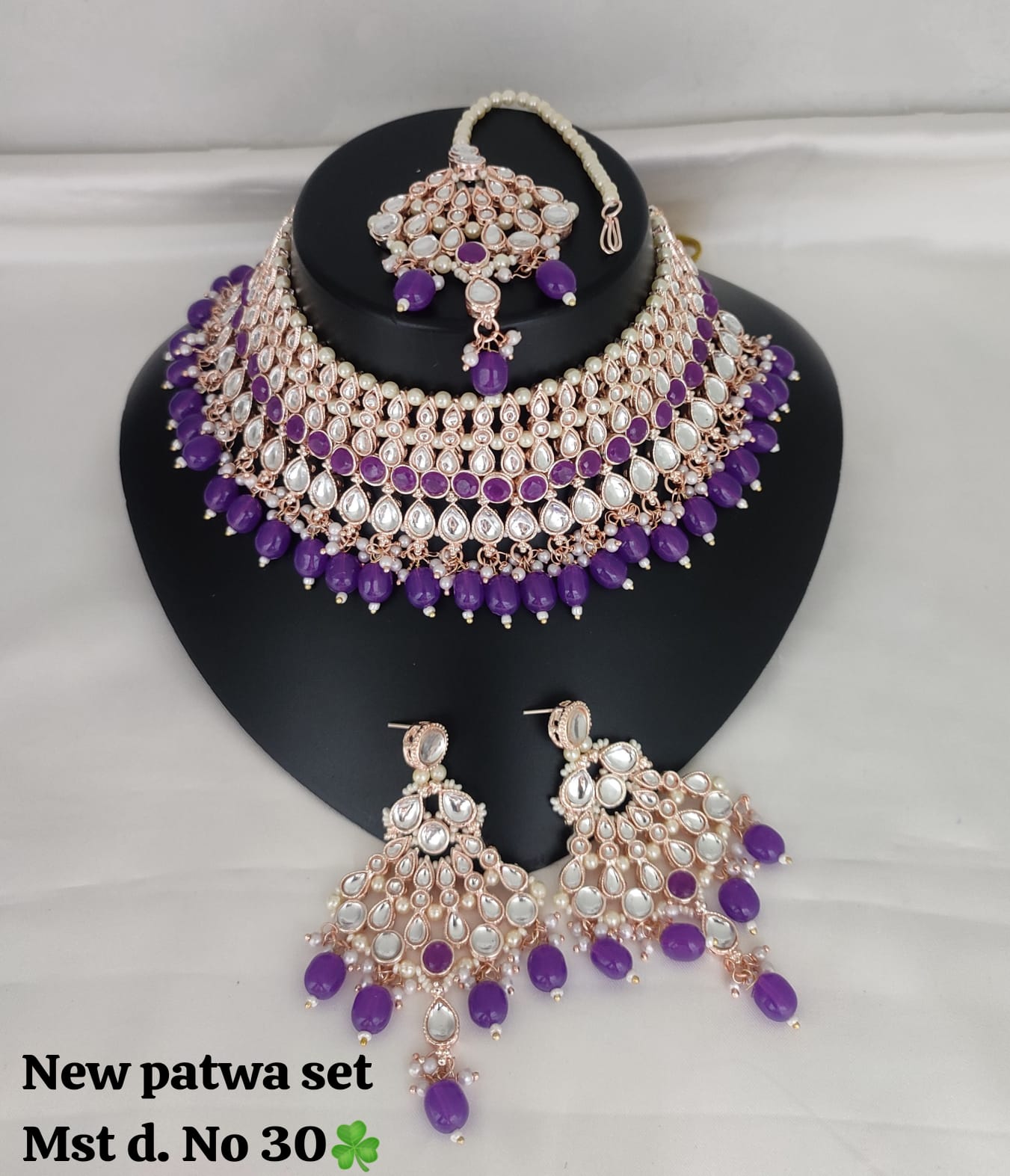 Rose Gold Plated Kundan Stone Jewellery Set