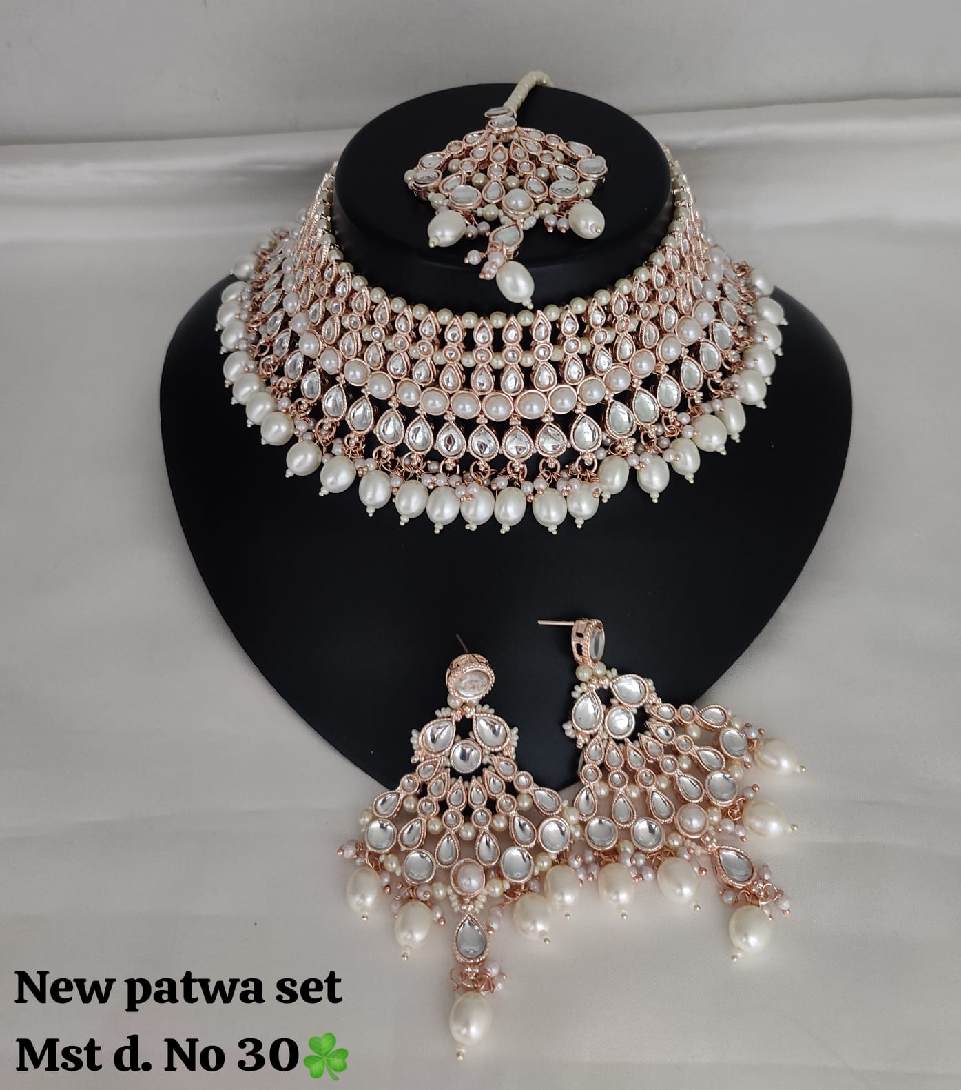 Rose Gold Plated Kundan Stone Jewellery Set