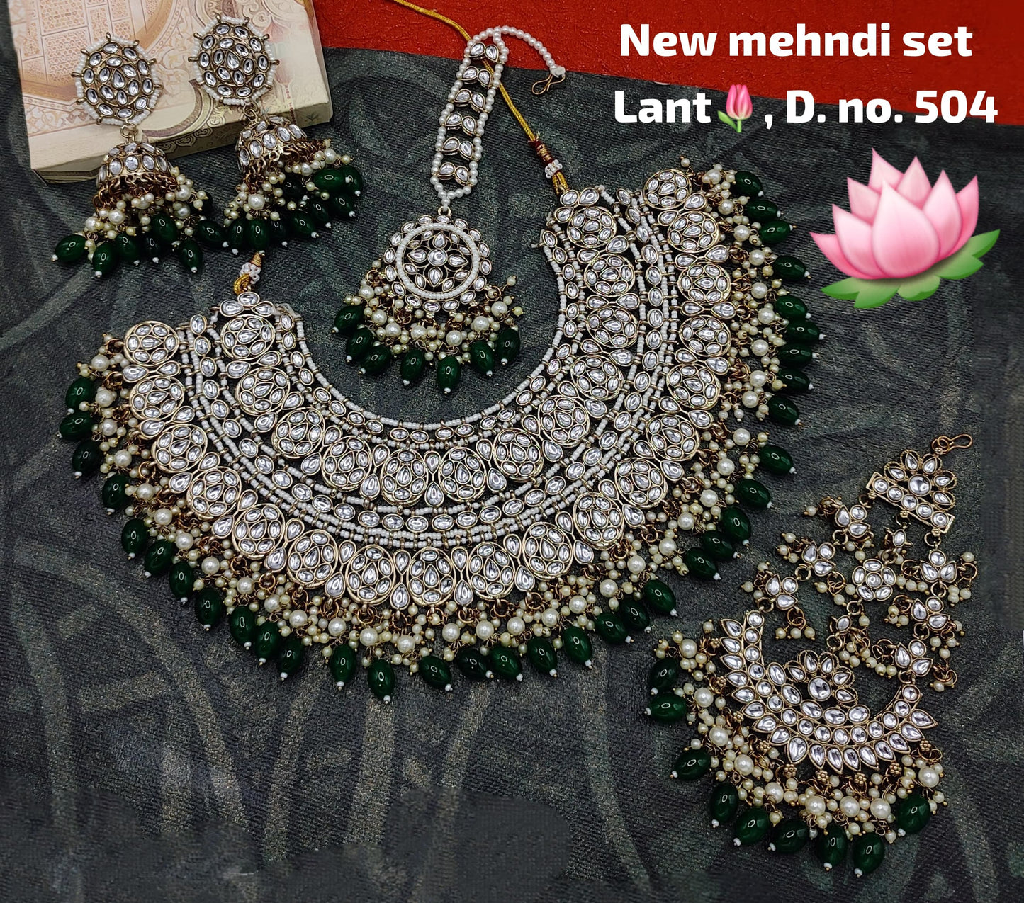 Choker Kundan Stone Antique Gold Plated Jewellery Set