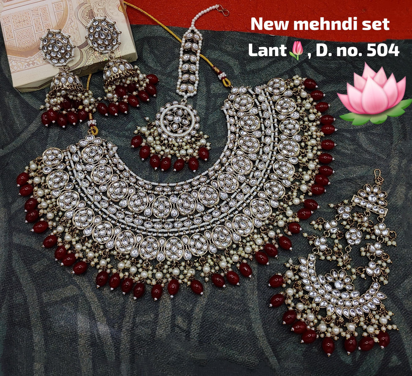 Choker Kundan Stone Antique Gold Plated Jewellery Set