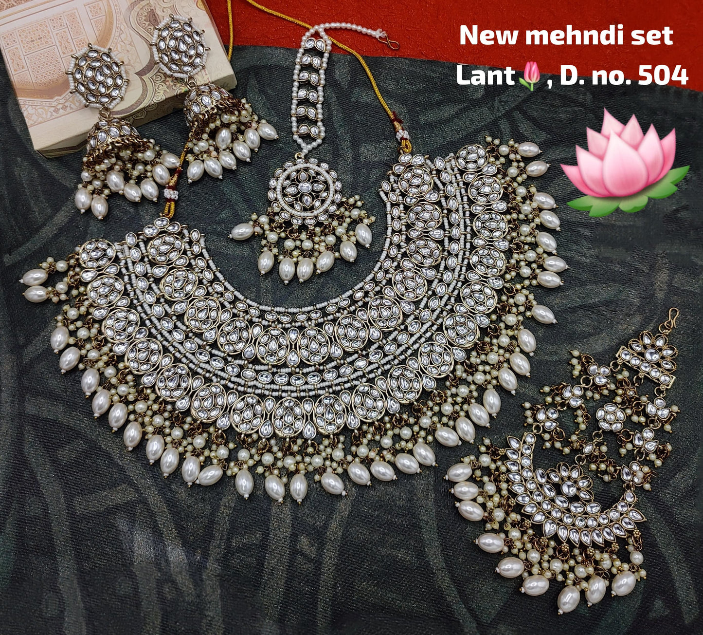 Choker Kundan Stone Antique Gold Plated Jewellery Set