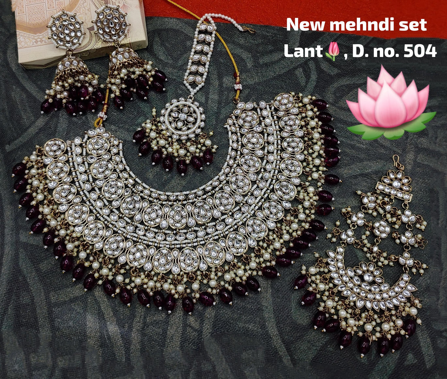 Choker Kundan Stone Antique Gold Plated Jewellery Set