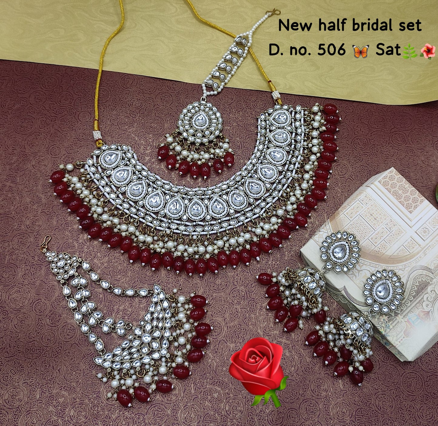 Kundan Stone Antique Gold Plated Choker Jewellery Set