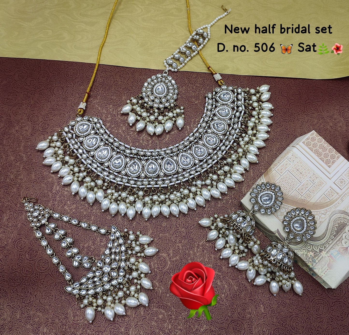 Kundan Stone Antique Gold Plated Choker Jewellery Set
