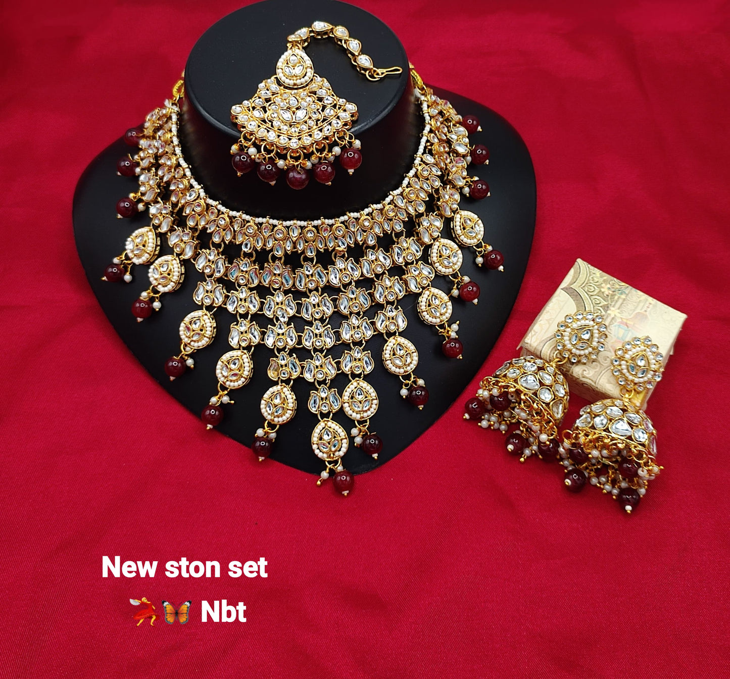 CZ Stone Gold Plated Choker Jewellery Set