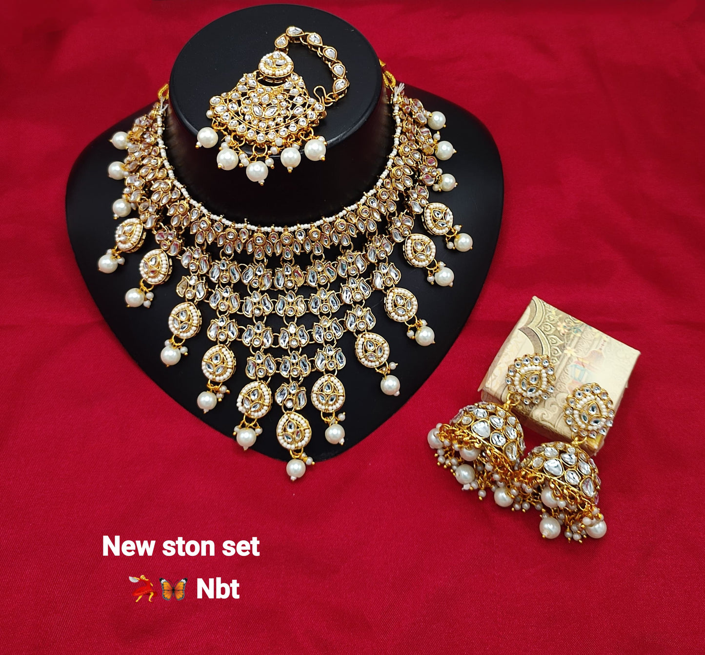 CZ Stone Gold Plated Choker Jewellery Set