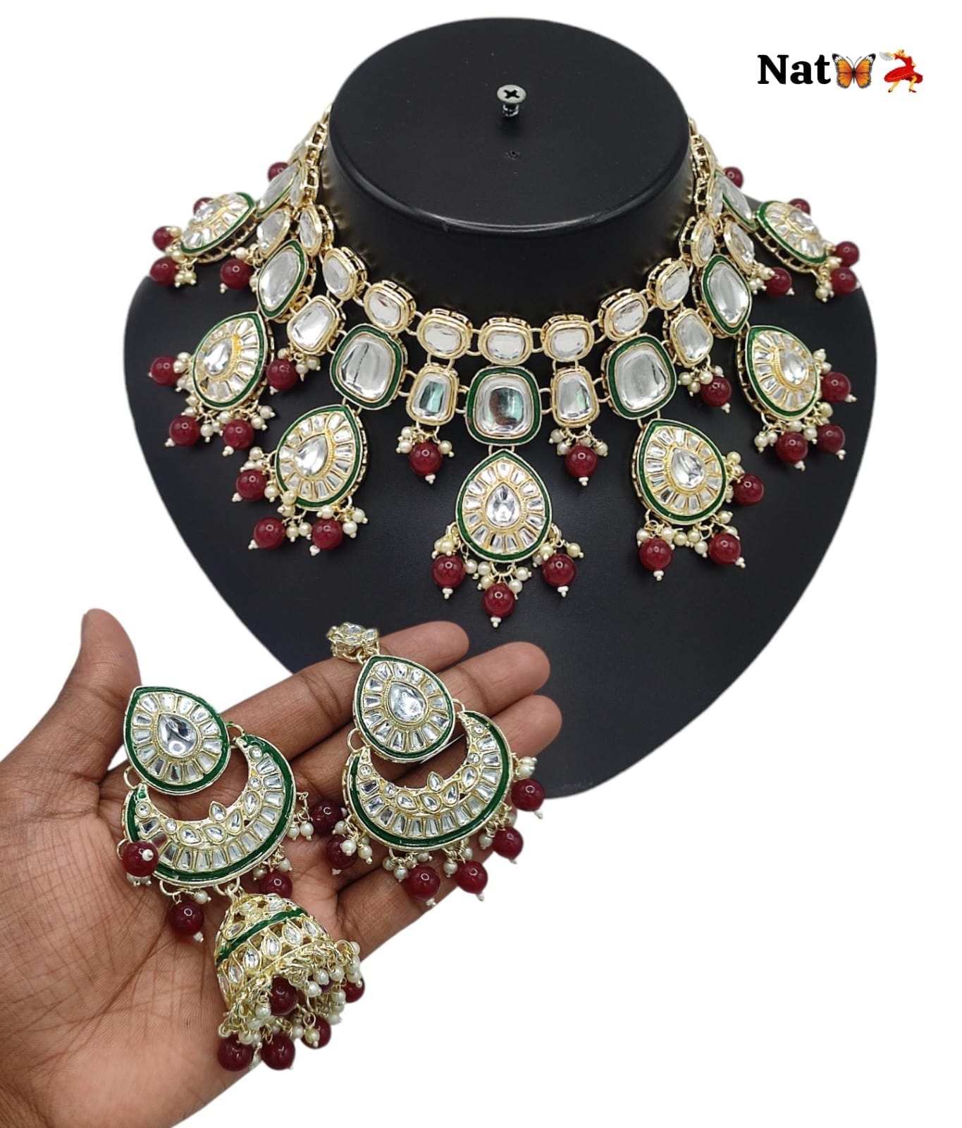 Kundan Stone Gold Plated Choker Jewellery Set