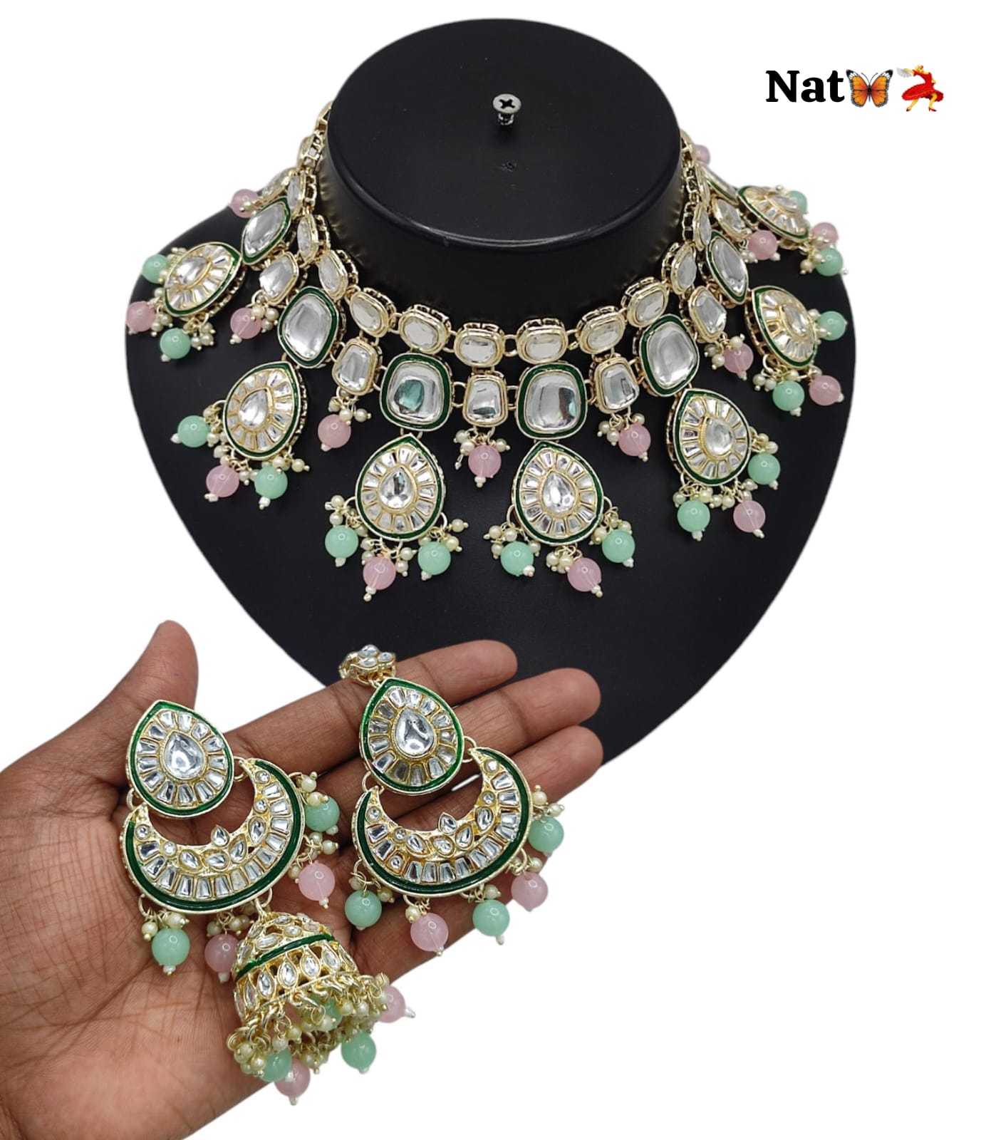 Kundan Stone Gold Plated Choker Jewellery Set