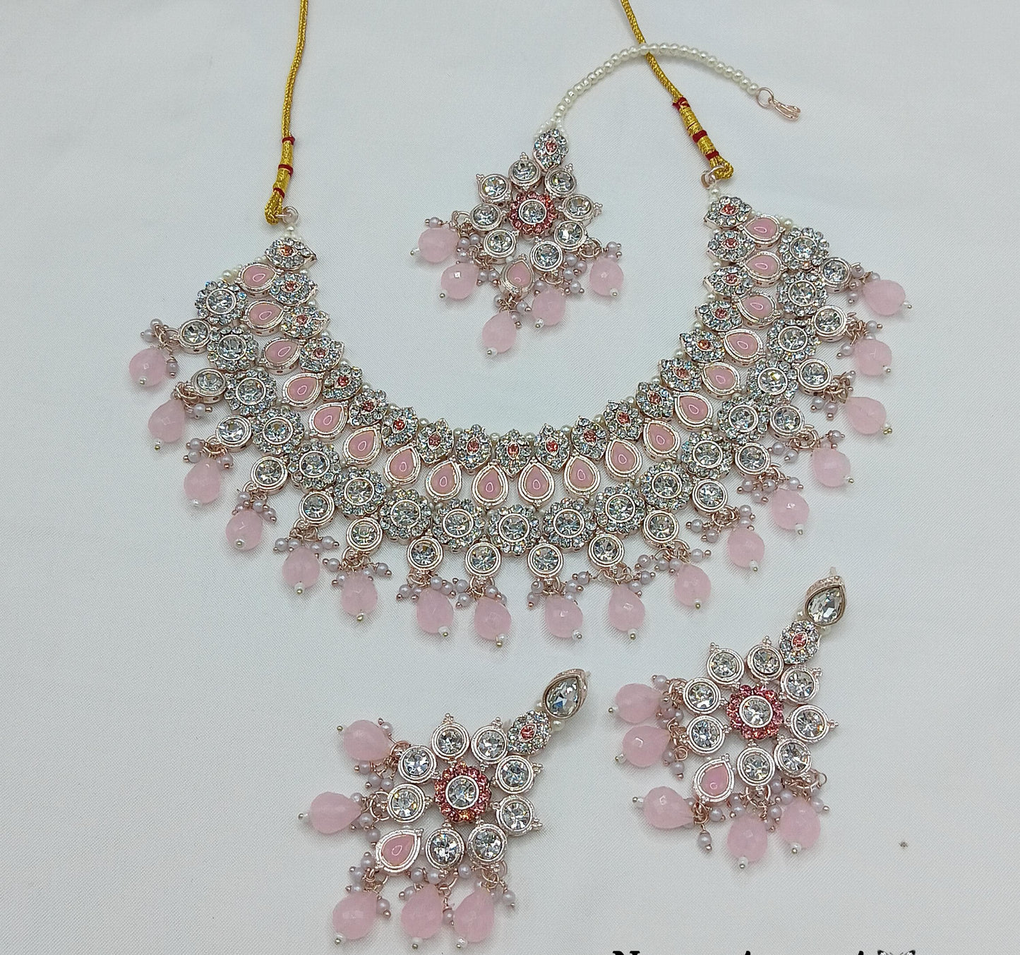 Choker Rose Gold Plated CZ Stone Jewellery Set