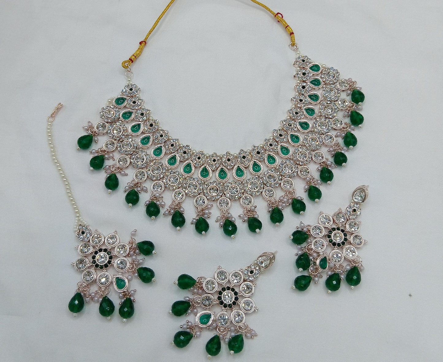 Choker Rose Gold Plated CZ Stone Jewellery Set