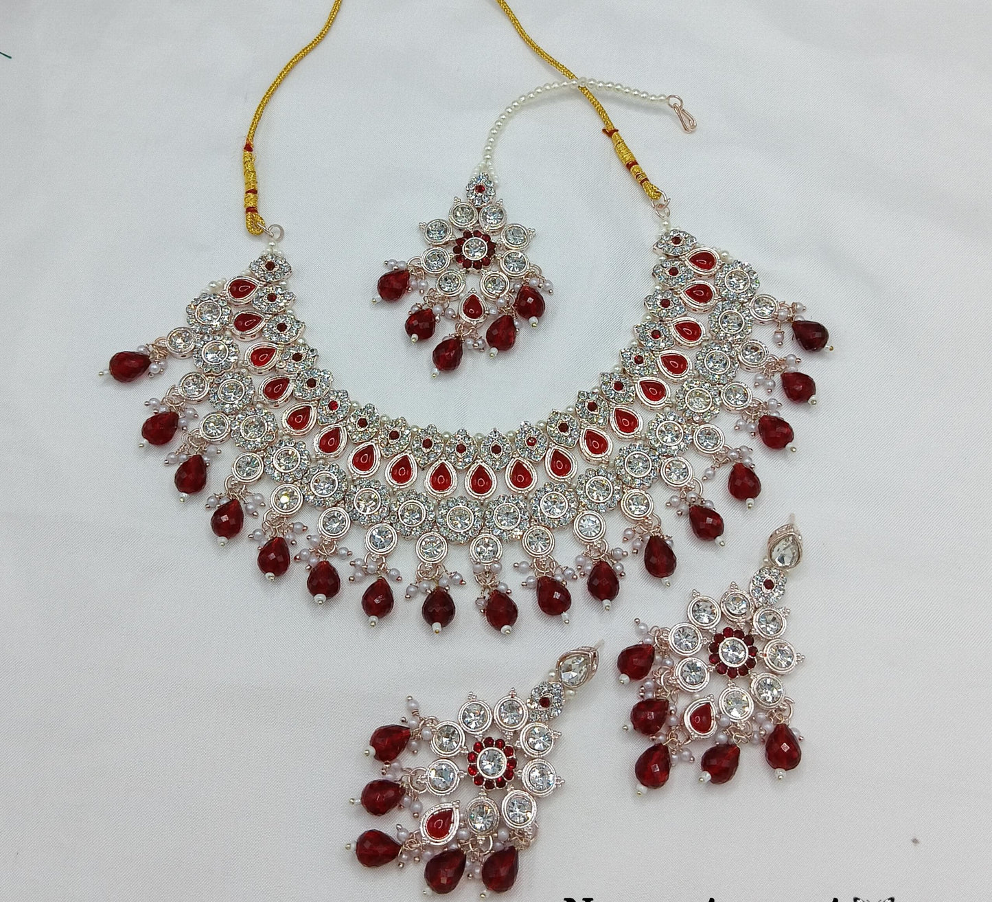 Choker Rose Gold Plated CZ Stone Jewellery Set