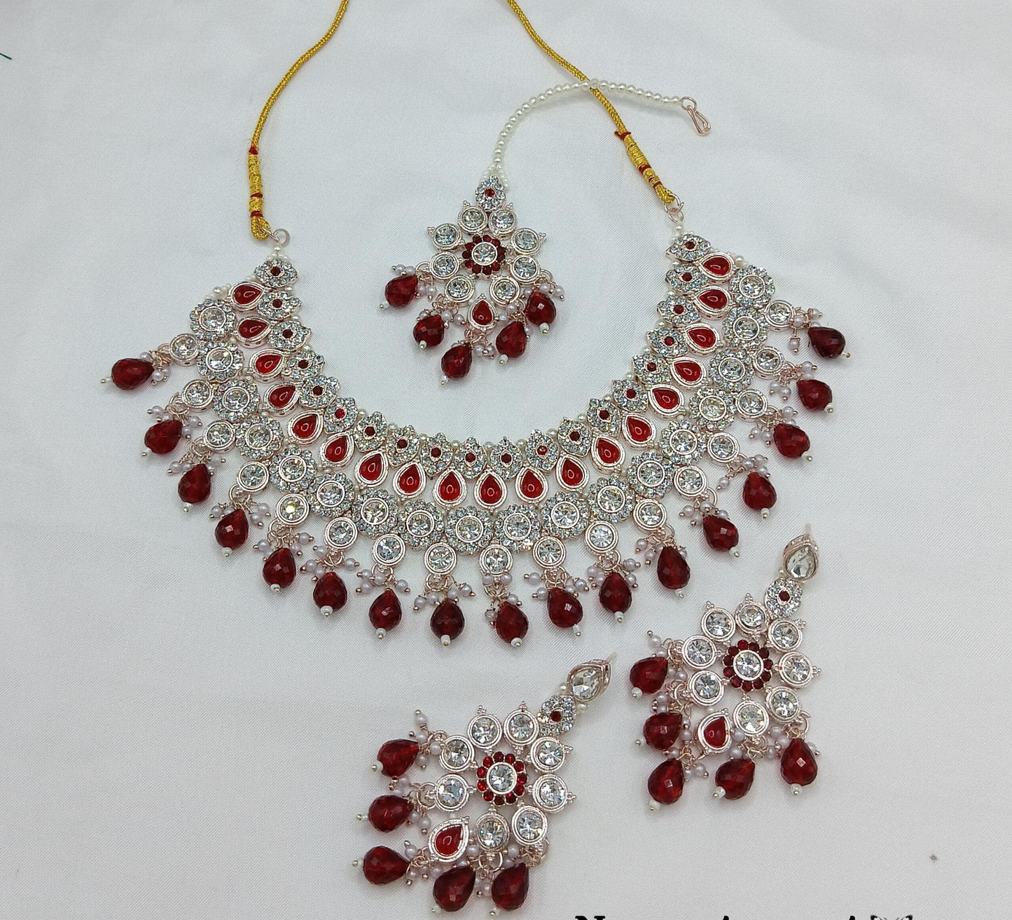 Choker Rose Gold Plated CZ Stone Jewellery Set