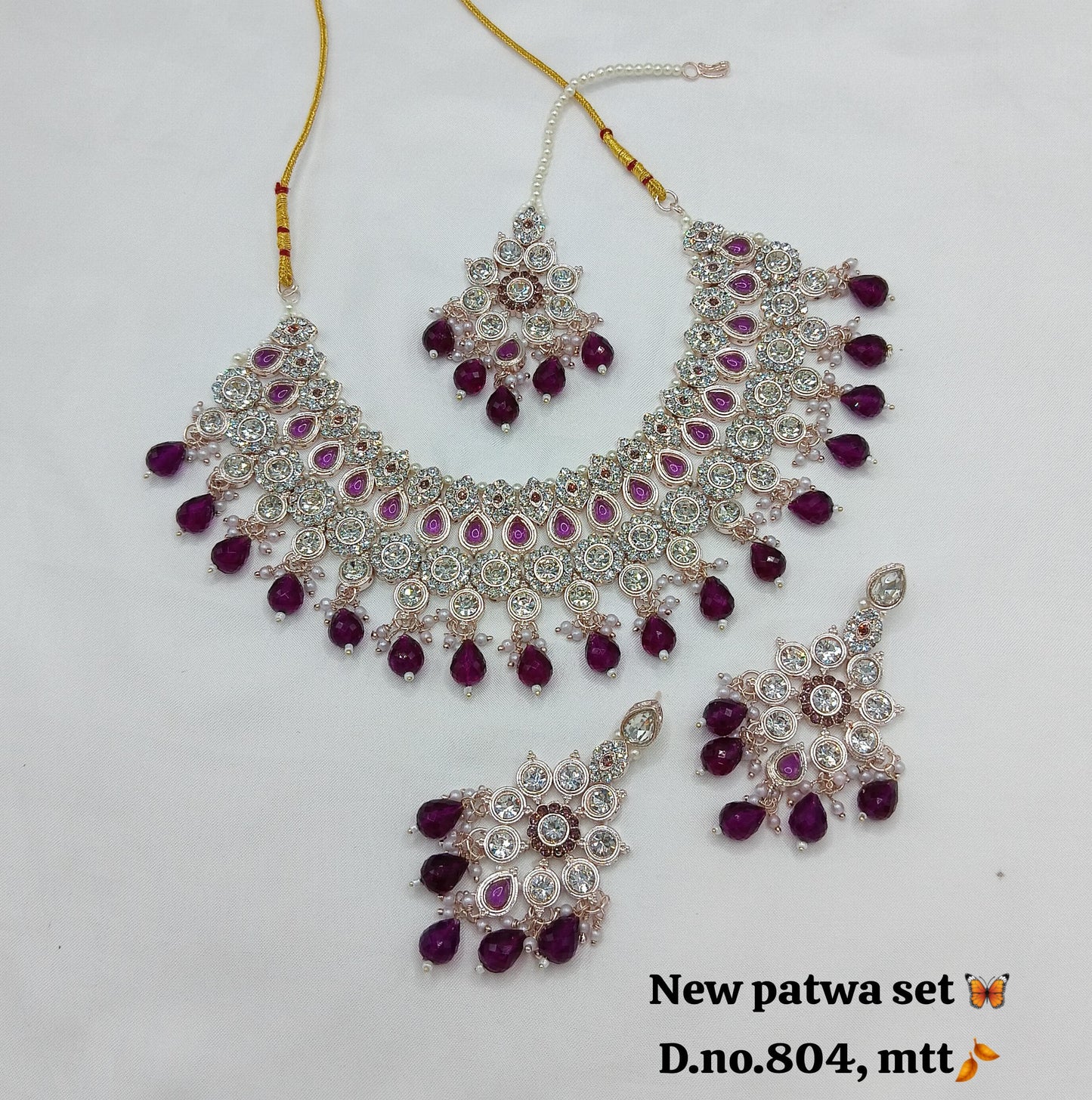 Choker Rose Gold Plated CZ Stone Jewellery Set