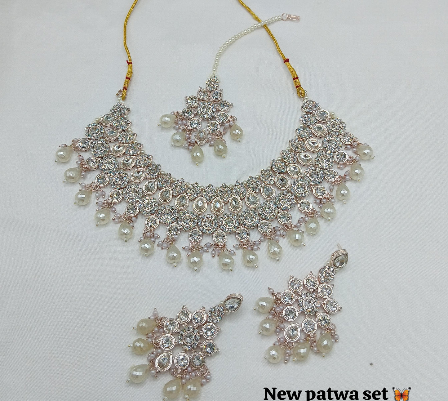 Choker Rose Gold Plated CZ Stone Jewellery Set