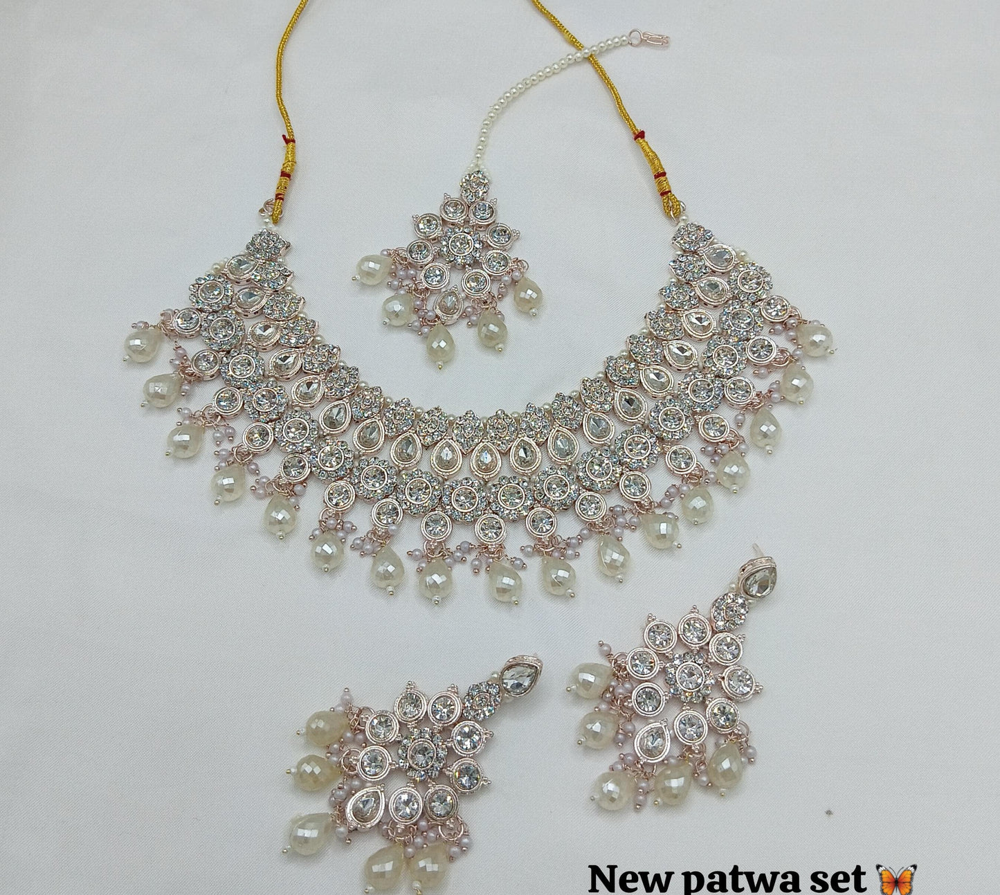 Choker Rose Gold Plated CZ Stone Jewellery Set