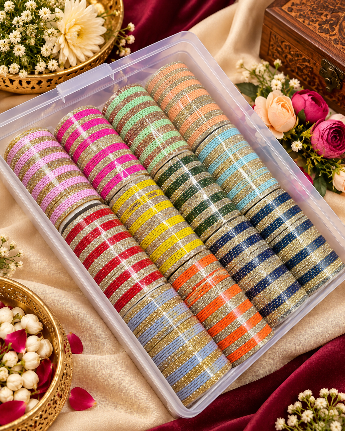 Shimmering Rhinestone Choodiyan Set – Designer Kada Bangles
