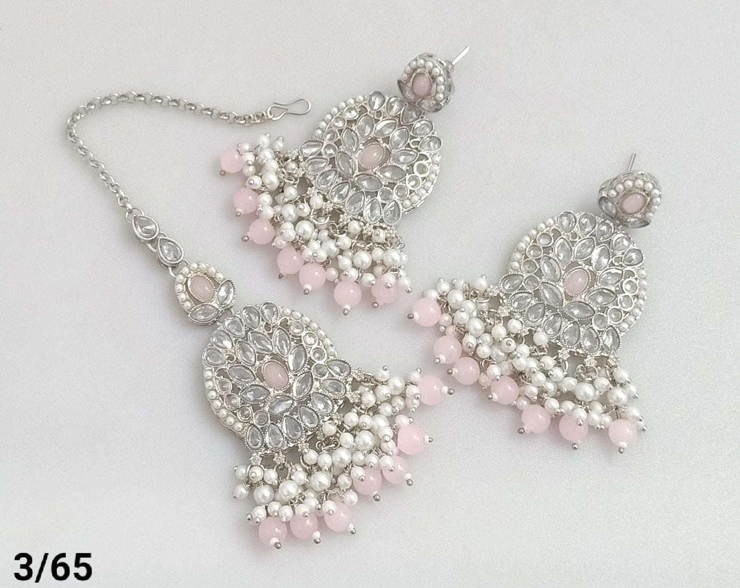 Silver Plated Earring Mangtika Set