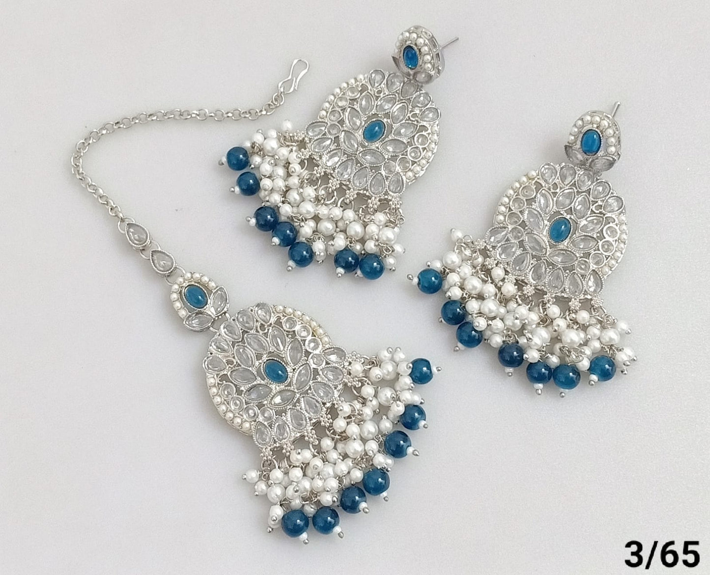 Silver Plated Earring Mangtika Set