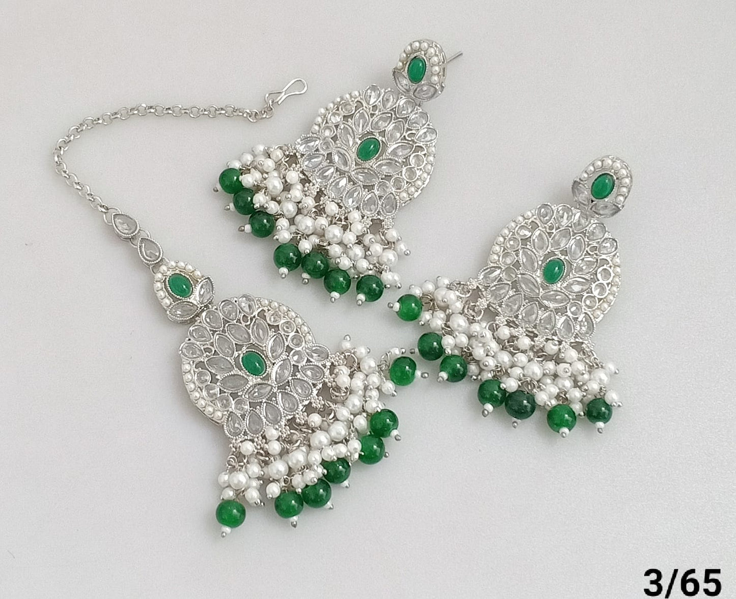 Silver Plated Earring Mangtika Set