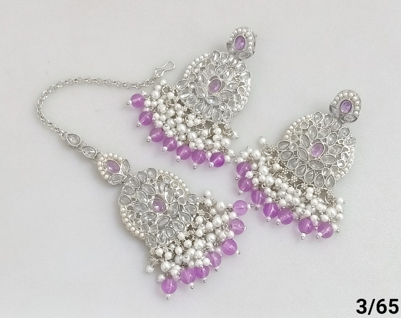 Silver Plated Earring Mangtika Set