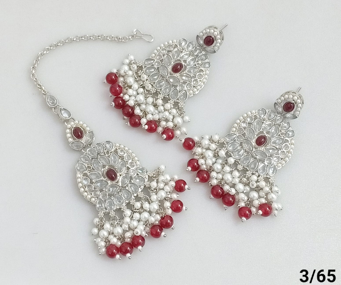Silver Plated Earring Mangtika Set