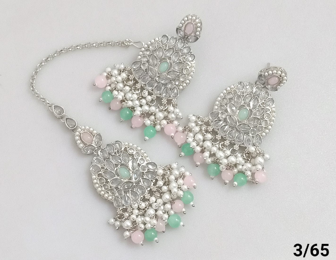 Silver Plated Earring Mangtika Set